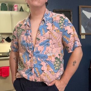 H&M Pink and Blue Casual Button Down Shirt